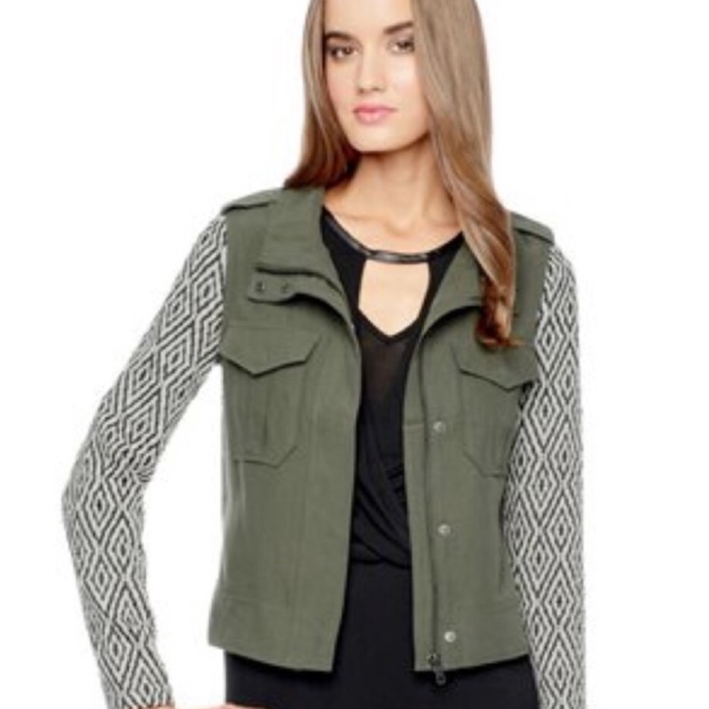 Ella Moss Army Green Black and White Knit Jacket